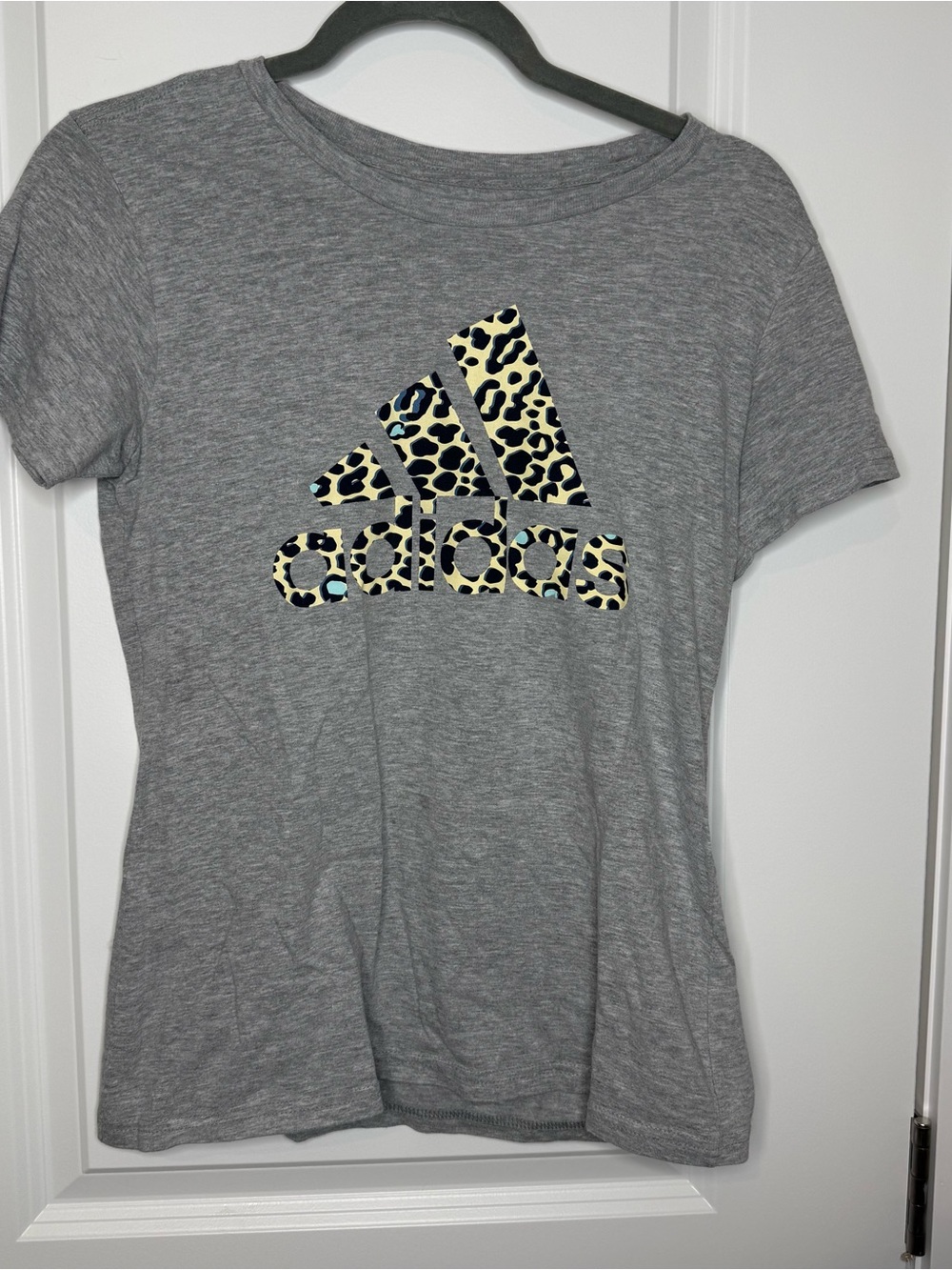 adidas Gray Short Sleeve Tee with Leopard Logo
